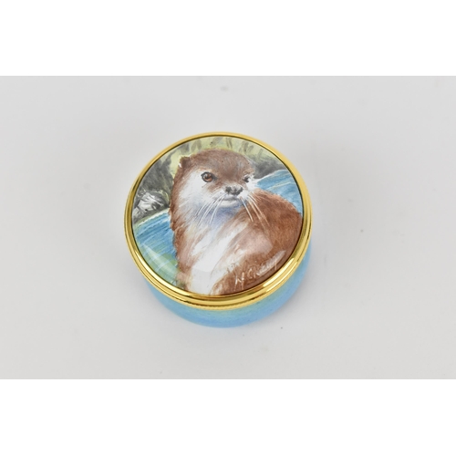 78 - A Moorcroft enamels 'The otter' pill box, designed by Nigel Creed, artist's initials to underside, c... 