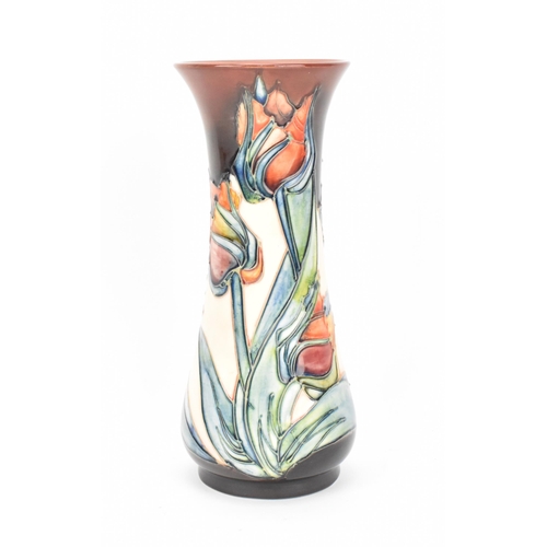 94 - A Moorcroft pottery 'Red Tulip' vase, designed by Sally Tuffin, painted by Sharon Austin, circa 1990... 