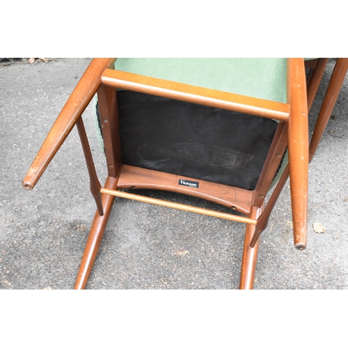 153 - Peter Hayward for Vanson- a set of six teak framed green velvet upholstered dining chairs, comprisin... 