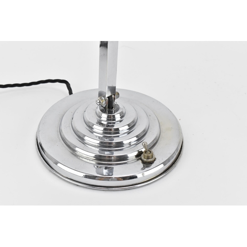 179 - A French Art Deco telescopic chrome lamp, on circular stepped base with flick switch, recently PAT t... 