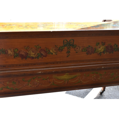 212 - An Edwardian satinwood Carlton House desk, in the Sheraton style, with leather writing surface, flan... 