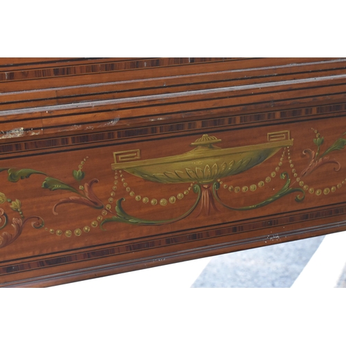 212 - An Edwardian satinwood Carlton House desk, in the Sheraton style, with leather writing surface, flan... 