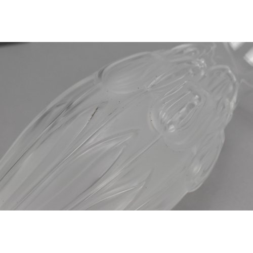 13 - A Lalique 'Tulipes' vase, in original box, of oblong form designed with relief clear and frosted tul... 