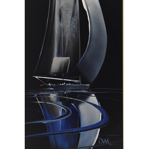 142 - Duncan MacGregor DMAC (b.1961) Scottish 
 'Sailing' an abstract nautical painting with dark navy gro... 