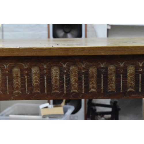 205 - A 20th century limed oak farm table, possibly by Heals, 74.5 cm high x 168 cm long x 75 cm wide