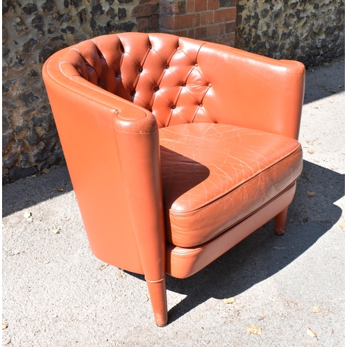 207 - A mid century Italian leather tub chair by Minotti, designed by Rodolfo Dordoni, in red leather with... 