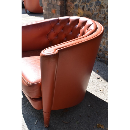 207 - A mid century Italian leather tub chair by Minotti, designed by Rodolfo Dordoni, in red leather with... 