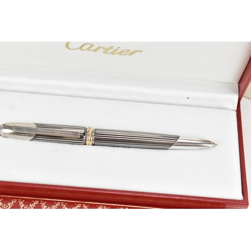 225 - A Must De Cartier Diabolo Stylo ballpoint pen, in platinum coloured mount,, cartridges, with origina... 