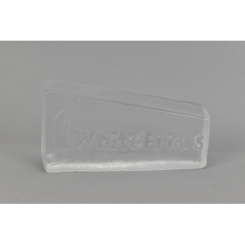 37 - A Whitefriars glass company sign, modelled as a clear block with textured finish with raised letteri... 