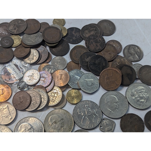 350 - Mixed Victorian, Edwardian and later pennies, mixed world coins to include USA, Hong Kong and others... 