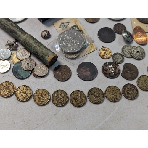 351 - A mixed lot to include early to mid 20th century coinage to include 1930s threepence and later Churc... 