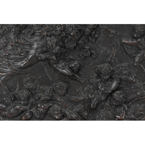 238 - A large patinated Classical charger, late 19th century, with relief scene, possibly of the Birth of ... 