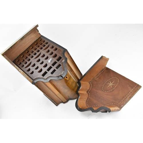 248 - A George III inlaid mahogany serpentine knife box, with banding to the lid and boxwood and ebony edg... 