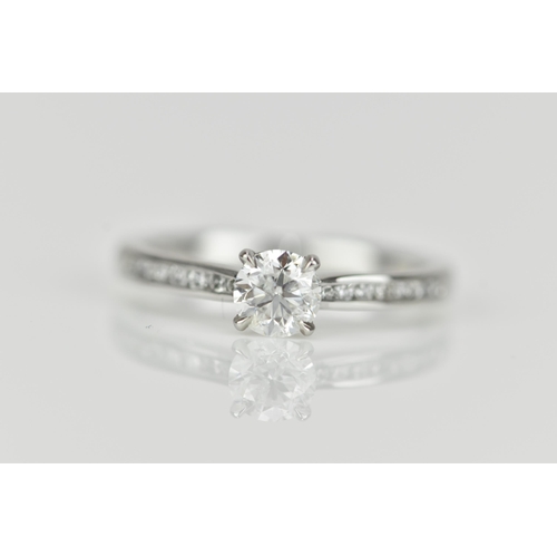 286 - A platinum and solitaire diamond engagement ring, designed with central brilliant cut stone approx. ... 