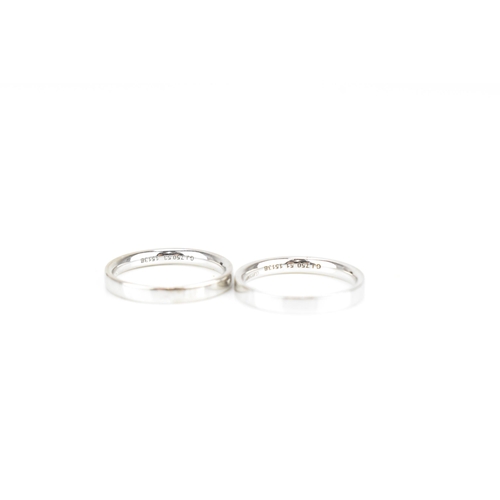 297 - Georg Jensen- Two 18ct white gold bands, one set with nine interspersed  brilliant cut diamonds, siz... 