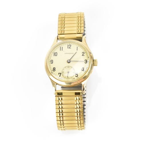 36 - A Garrard, manual wind, gents, 9ct gold wristwatch, the dial having Arabic numerals and subsidiary s... 