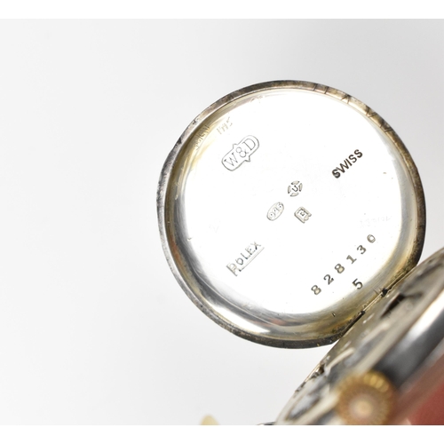 40 - A Rolex, manual wind, silver wristwatch, circa 1918,  having a white enamel dial with Roman numerals... 