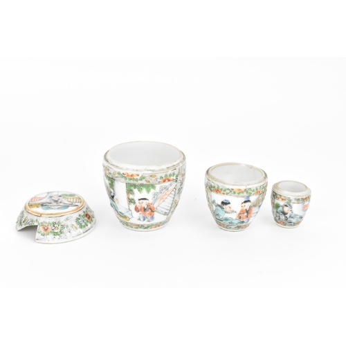 11 - A small collection of Chinese miniature porcelain, to include a Famille Verte set of nesting pots, t... 