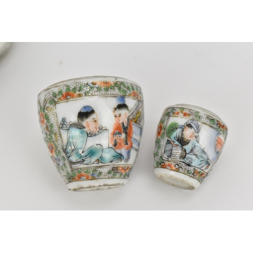 11 - A small collection of Chinese miniature porcelain, to include a Famille Verte set of nesting pots, t... 