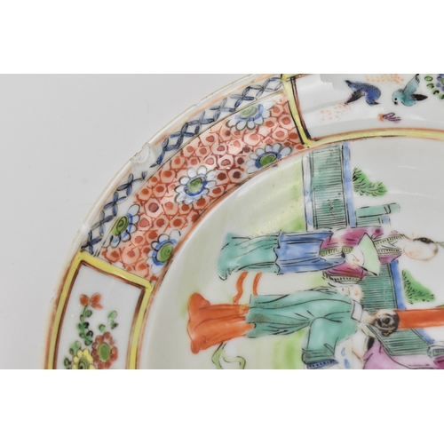 16 - A Chinese Famille Verte porcelain plate, 19th century, Qing dynasty, depicting a scene of two childr... 