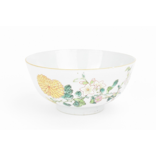 18 - A Chinese Famille Rose porcelain bowl, 18th century, Yongzheng period, with enamelled floral decorat... 