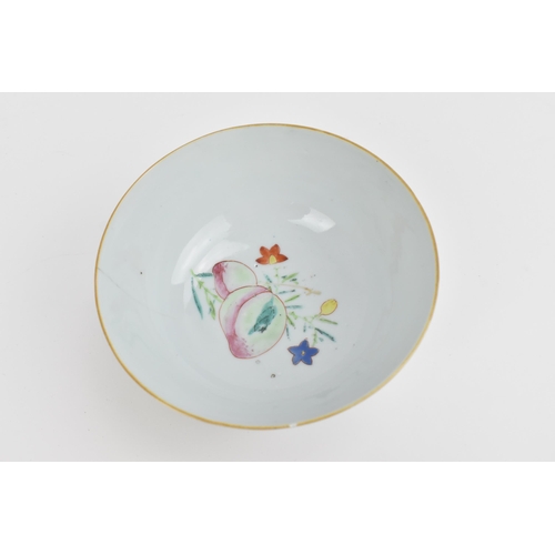 18 - A Chinese Famille Rose porcelain bowl, 18th century, Yongzheng period, with enamelled floral decorat... 