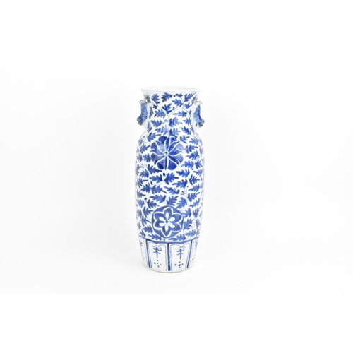 23 - A Chinese blue and white porcelain vase, 20th century, the body decorated with foliage throughout, t... 