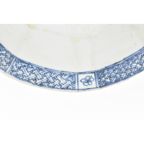 3 - A Chinese polylobed blue and white Ming style bowl, 18th century, the exterior with figural scene th... 