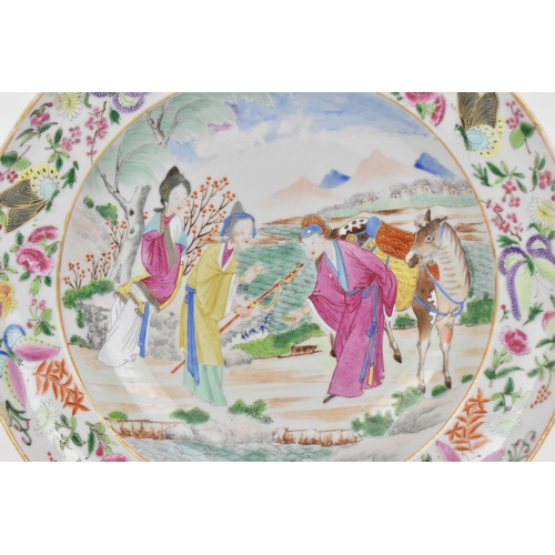 9 - A Chinese Famille Rose plate, Qianlong/Jiaqing period, late 18th/early 19th century, depicting a nob... 