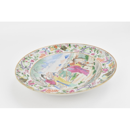 9 - A Chinese Famille Rose plate, Qianlong/Jiaqing period, late 18th/early 19th century, depicting a nob... 