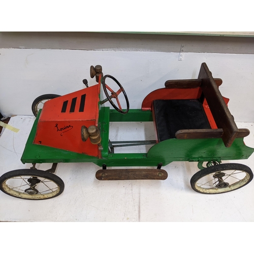 192 - A child's vintage scratch built peddle car with spoked wheels
Location: G