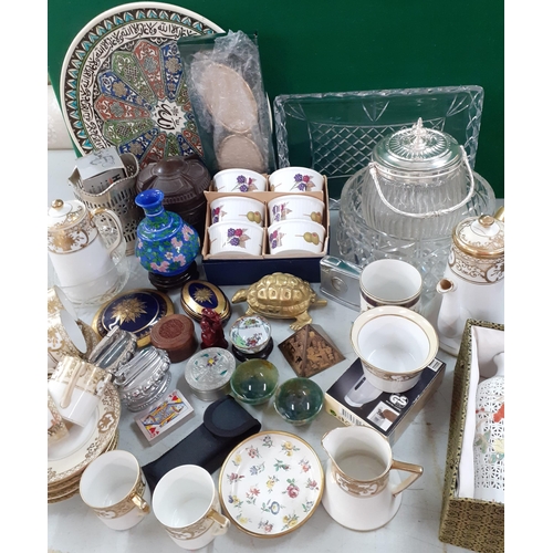 142 - Mixed 20th century household items to include a Noritake 6 setting coffee set, a Bakelite 'tea' stor... 