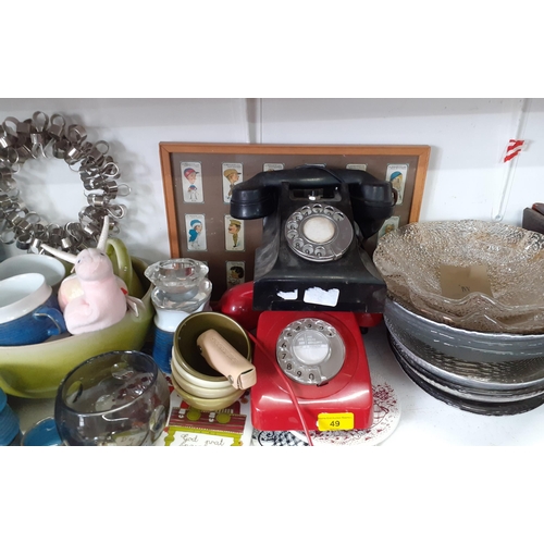 49 - Two vintage telephones, mixed Denby glazed pottery and other collectables
Location: 1:4