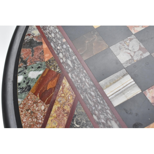 429 - A Victorian specimen marble topped occasional table, of circular form with chequered black marble co... 