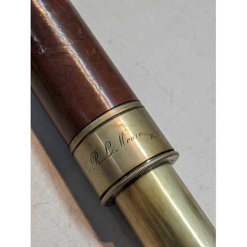 125 - A Ross London No.71240 Gieves Ltd brass and leather telescope 
Location: SR