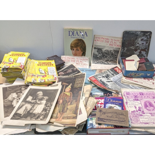 182 - A mixed lot to include 1930s Daily Mail newspapers, Round London Albums of photographs, Her Majesty'... 