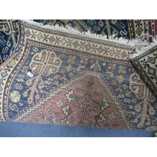 24 - Mixed rugs to include a hand woven rug with a blue and cream ground and diamond motif, 99cm x 66cm
L... 