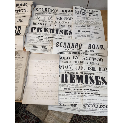 244 - A collection of late 19th century property auction and parliamentary election posters relating to pr... 