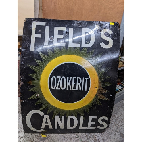 249 - A Fields Ozokerit Candles enamel advertising sign, 123cm x 91cm 
Location: G