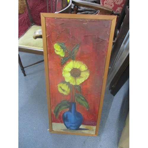 29 - L Santos - three Spanish oil on canvas paintings to include one depicting dried sunflowers, 149cm x ... 