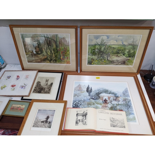 334 - Pictures to include Gladys Crook a pair of watercolours, Angela Fielder print, Jenny Hepburn waterco... 