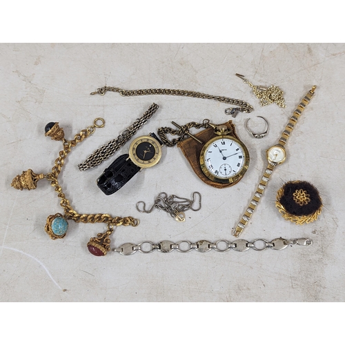 36 - A mixed group of jewellery and watches to include a silver bracelet, silver ring A/F, Quartz watches... 