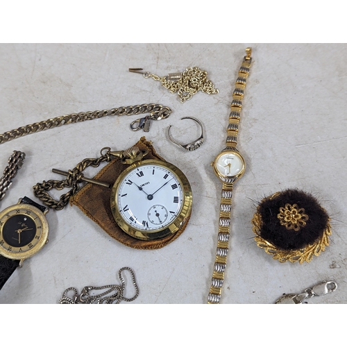 36 - A mixed group of jewellery and watches to include a silver bracelet, silver ring A/F, Quartz watches... 