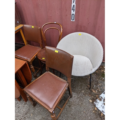 364 - A mixed lot of furniture to include a Formica kitchen table, retro teak fall flap table and other it... 