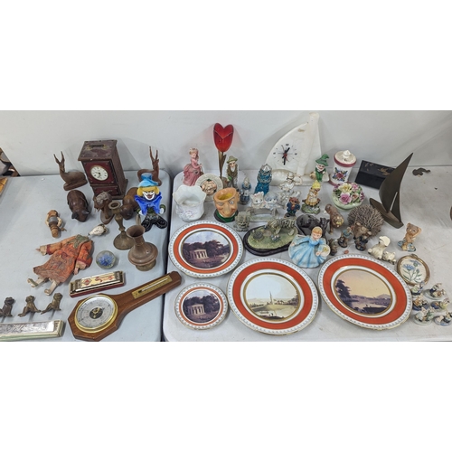 38 - A mixed lot of household ornaments to include a Murano Clown, ceramic pose, models and figures, pict... 