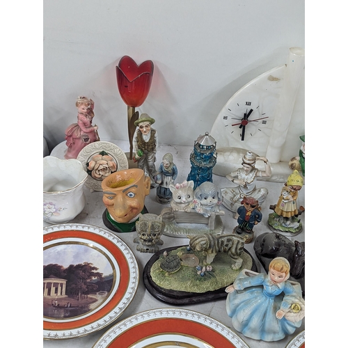 38 - A mixed lot of household ornaments to include a Murano Clown, ceramic pose, models and figures, pict... 