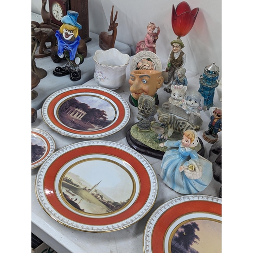 38 - A mixed lot of household ornaments to include a Murano Clown, ceramic pose, models and figures, pict... 