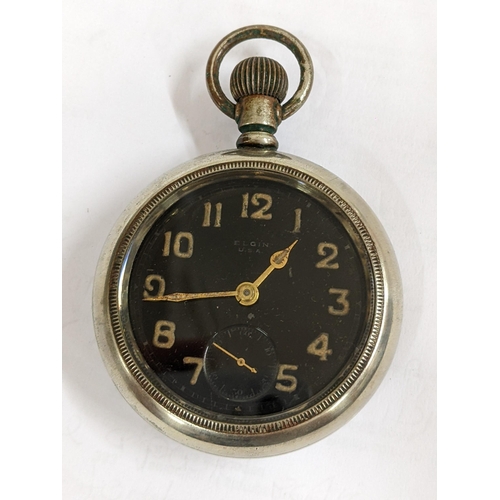 395 - An early 20th century Elgin military issue keyless wound pocket watch 
Location: CAB1