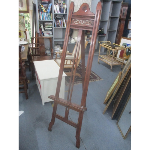 4 - A Victorian oak adjustable artist easel having carved fretwork and fluted side supports  174.5h
Loca... 