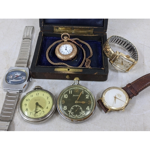 404 - Mixed wrist and pocket watches to include a Helvetia military issue pocket watch, Romano Super 27 wr... 